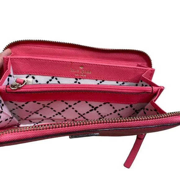 Kate Spade New York Saffiano Leather Zip Around Accordion Phone Wallet Pink - Picture 7 of 8